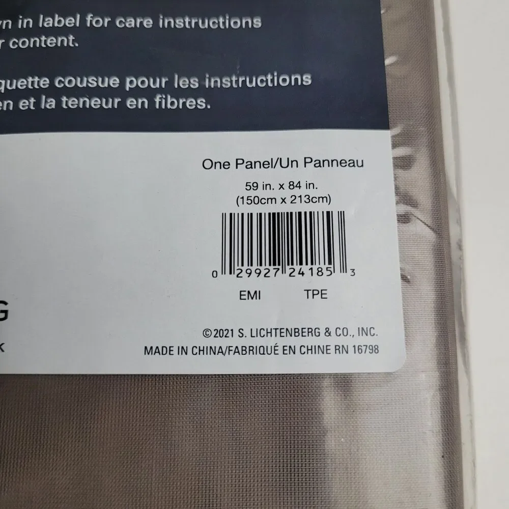 NEW No. 918 Lichtenberg One Panel Curtain Color 'Taupe' 59 x 84 inch . #BT1